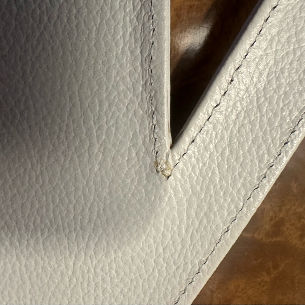 YSL White Leather Envelope Clutch with Gold-Tone Accent - Picture 8 of 15